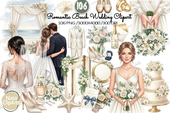 Download Romantic Beach Wedding Clipart Set - Man Collection