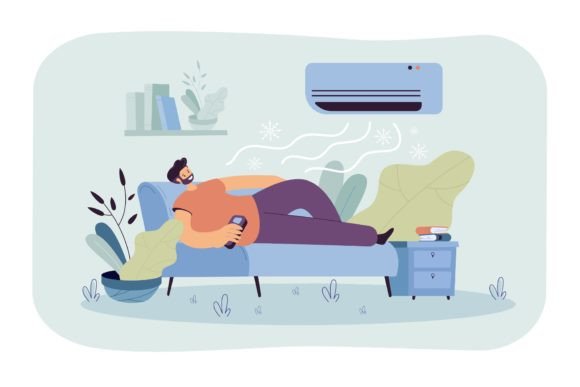 Download Man Relaxing on Couch Under Cold Air Flo - Man Collection