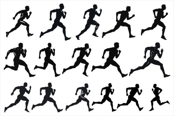 Download Running Sprint Man Black Silhouette Set - Man Collection