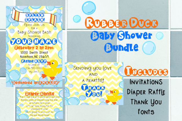 Download Rubber Duck Baby Shower Bundle and Fonts - Shower Collection