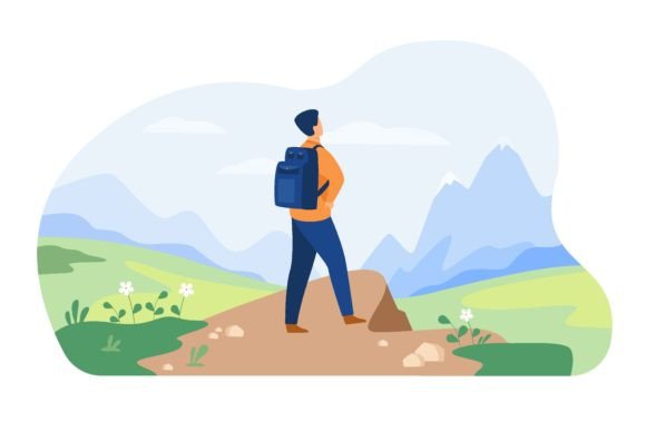 Download Active Tourist Hiking in Mountain. Man W - Man Collection