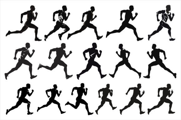 Download Running Sprint Man Black Silhouette Set - Man Collection