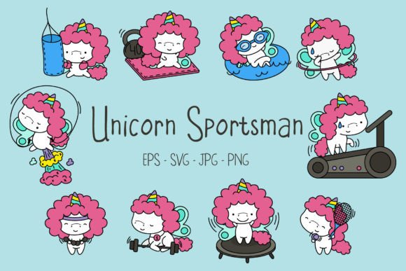 Download Cute Kawaii Unicorn Sportsman Clipart - Man Collection