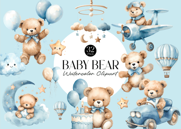 Download Cute Teddy Bear Baby Shower Clipart - Shower Collection