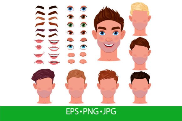 Download Cartoon Man Face Constructor, Male - Premium Resources